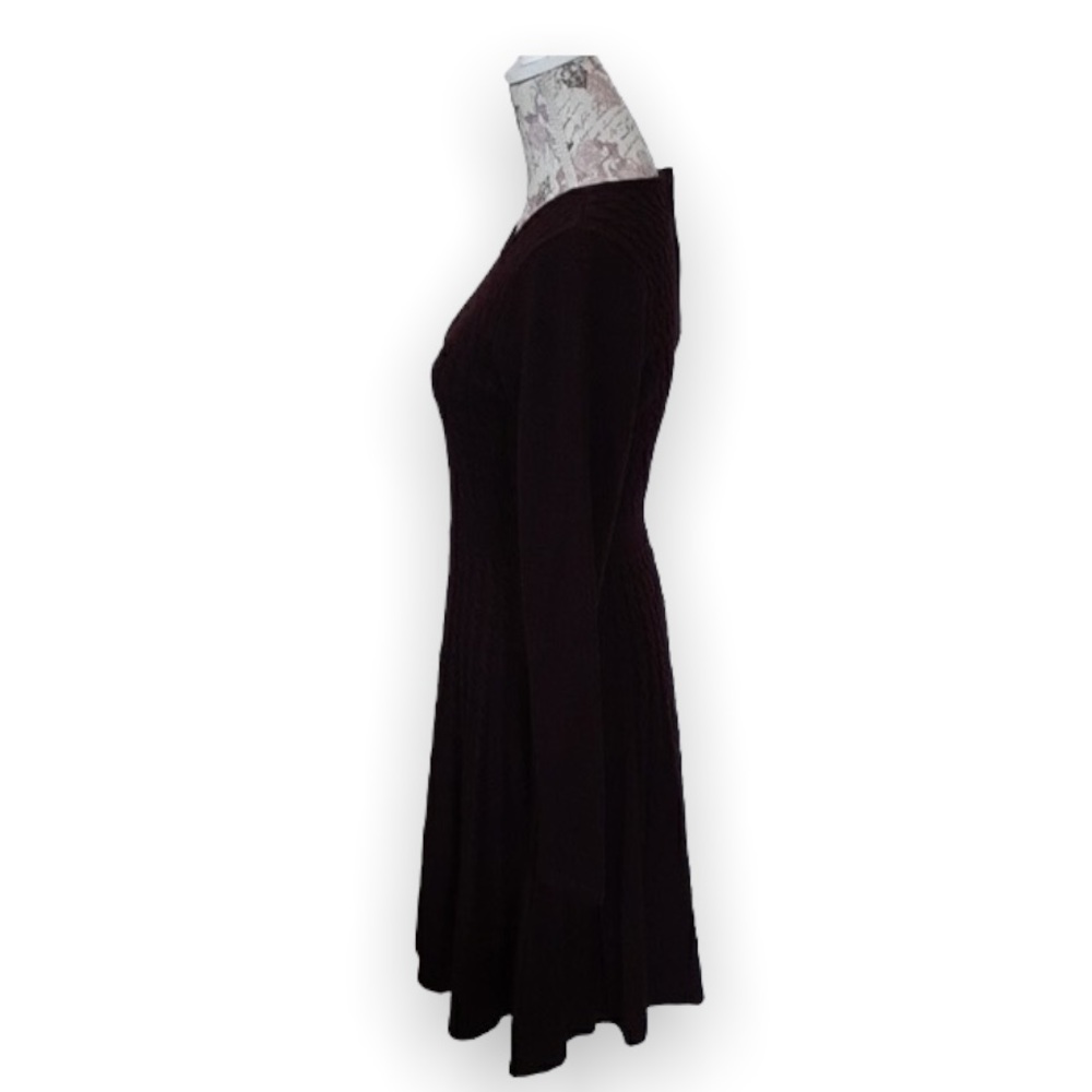 MARC NEW YORK ANDREW MARC Womans Black Cable Knit Scoop Neck Midi Dress Medium - Picture 8 of 13